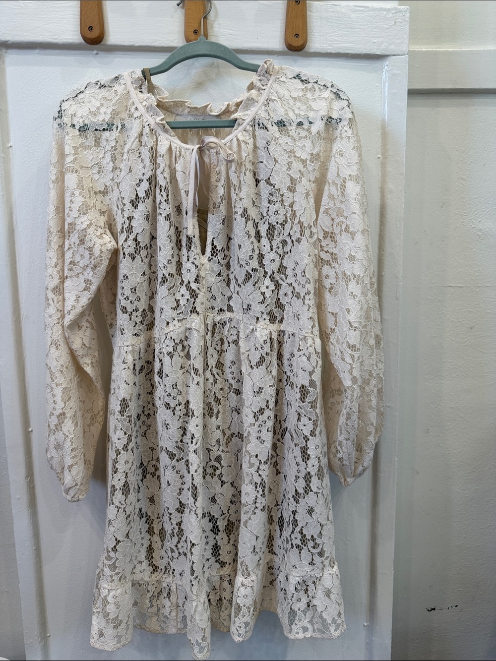 Ivory Lace Long Sleeve Tunic Dress
